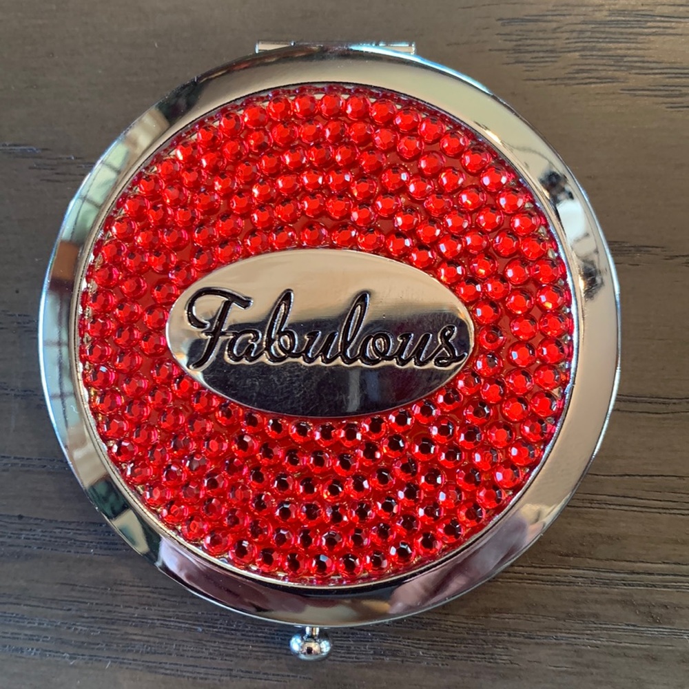 Sister Act Fabulous Mirror Compact with Red Rhinestones